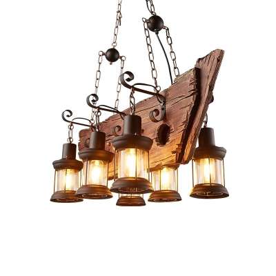 Metal Rustic Hanging Creative wood Pendant lamps Antique Led Decor loft Vintage Wooden boat retro chandelier lights