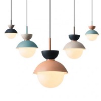 Amazon hot sell iron Macaron colorful linear Steel coffer bar LED Lamp Creative handing chandelier ceiling Pendant light